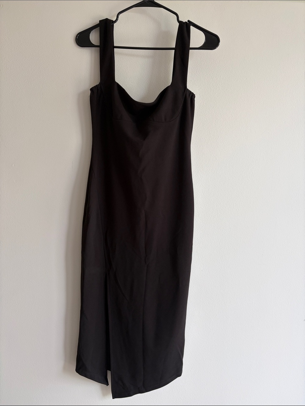 Hello Molly Black Midi Dress with Wide Straps